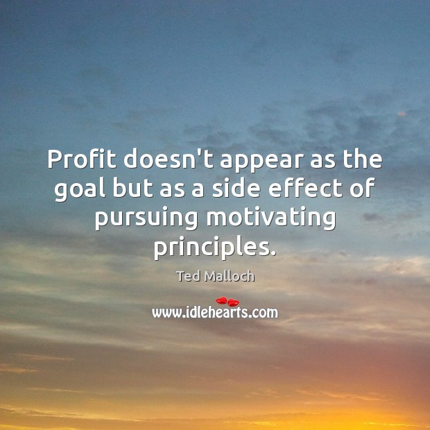 Profit doesn’t appear as the goal but as a side effect of pursuing motivating principles. Ted Malloch Picture Quote