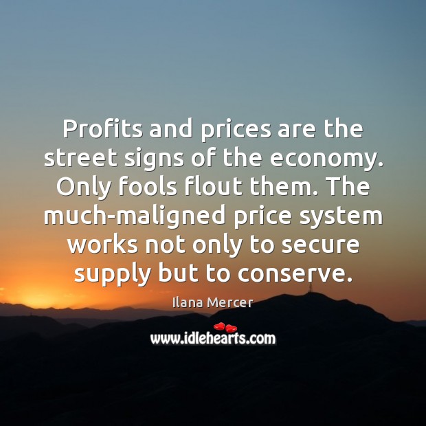 Profits and prices are the street signs of the economy. Only fools Ilana Mercer Picture Quote