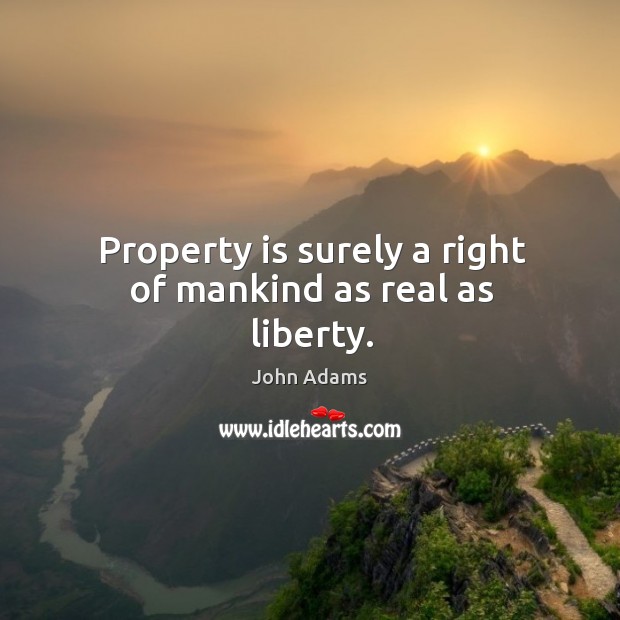Property is surely a right of mankind as real as liberty. John Adams Picture Quote