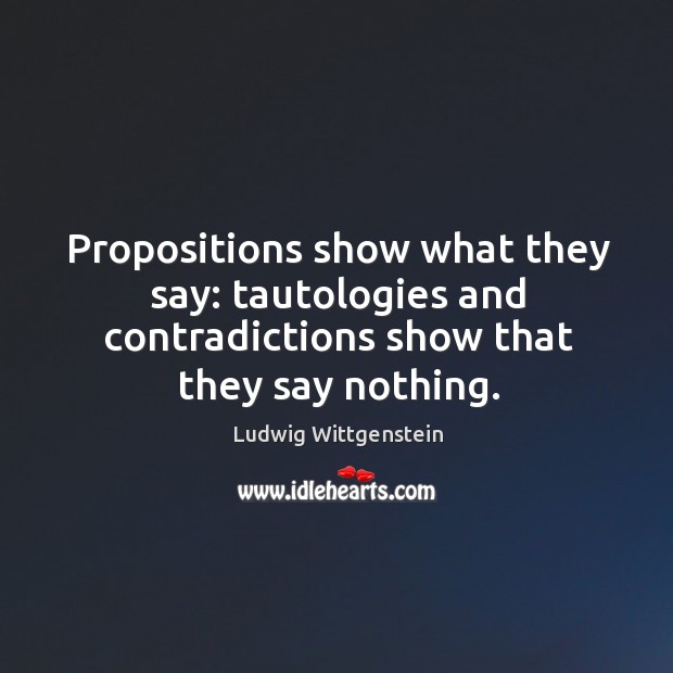 Propositions show what they say: tautologies and contradictions show that they say nothing. Image