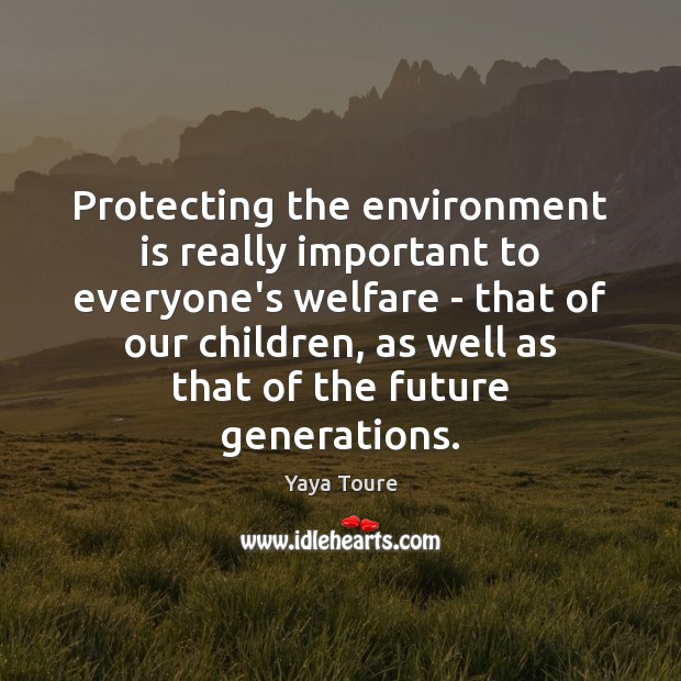 Protecting the environment is really important to everyone’s welfare – that of Yaya Toure Picture Quote