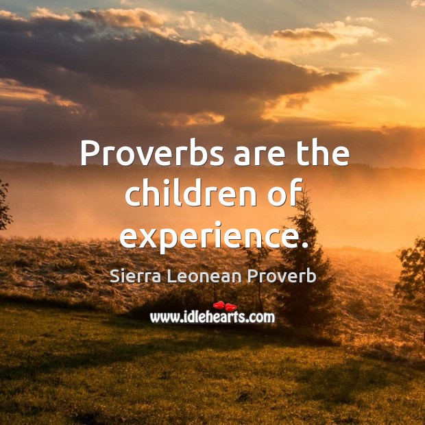 Proverbs are the children of experience. Image