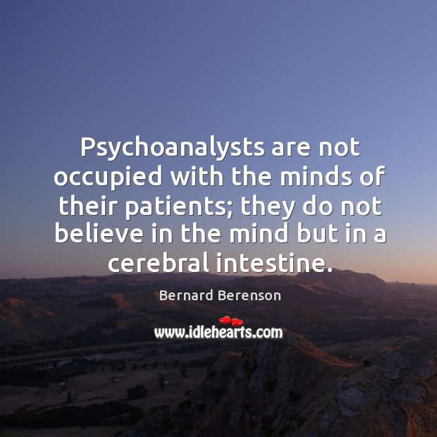 Psychoanalysts are not occupied with the minds of their patients; Bernard Berenson Picture Quote