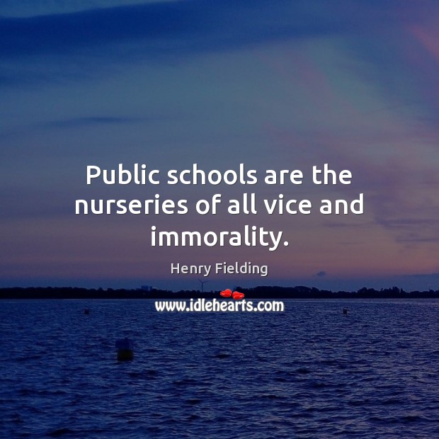 Public schools are the nurseries of all vice and immorality. Henry Fielding Picture Quote