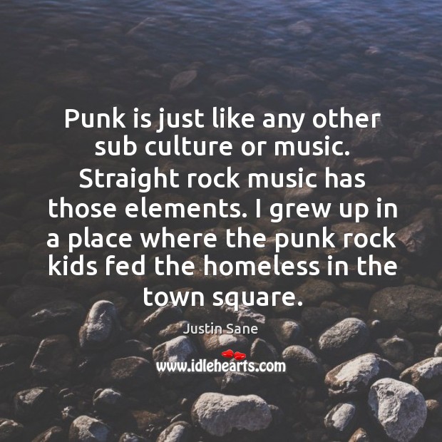 Punk is just like any other sub culture or music. Straight rock music has those elements. Justin Sane Picture Quote