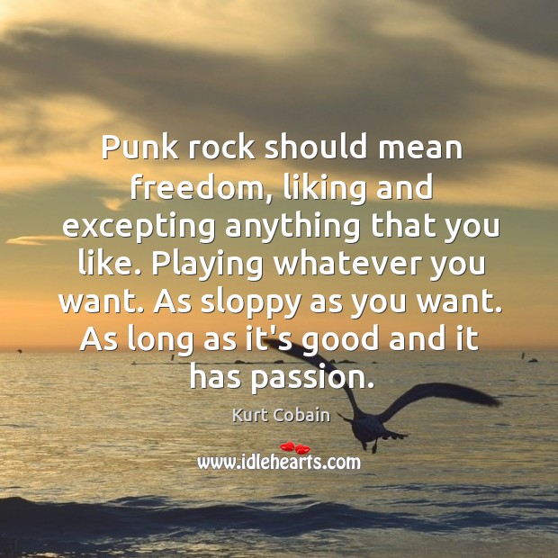 Punk rock should mean freedom, liking and excepting anything that you like. Image