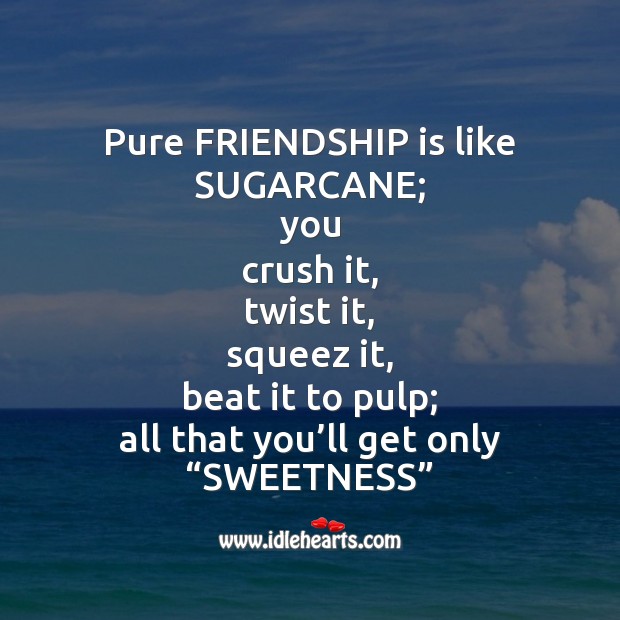 Pure friendship is like sugarcane Friendship Day Messages Image