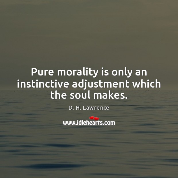 Pure morality is only an instinctive adjustment which the soul makes. D. H. Lawrence Picture Quote