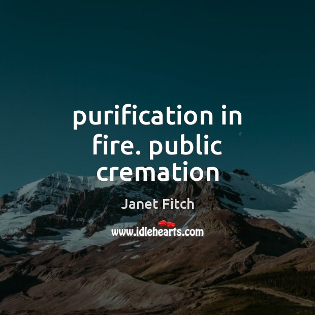 Purification in fire. public cremation Janet Fitch Picture Quote