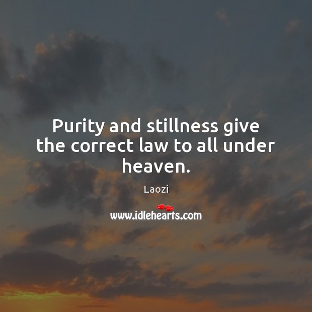Purity and stillness give the correct law to all under heaven. Laozi Picture Quote