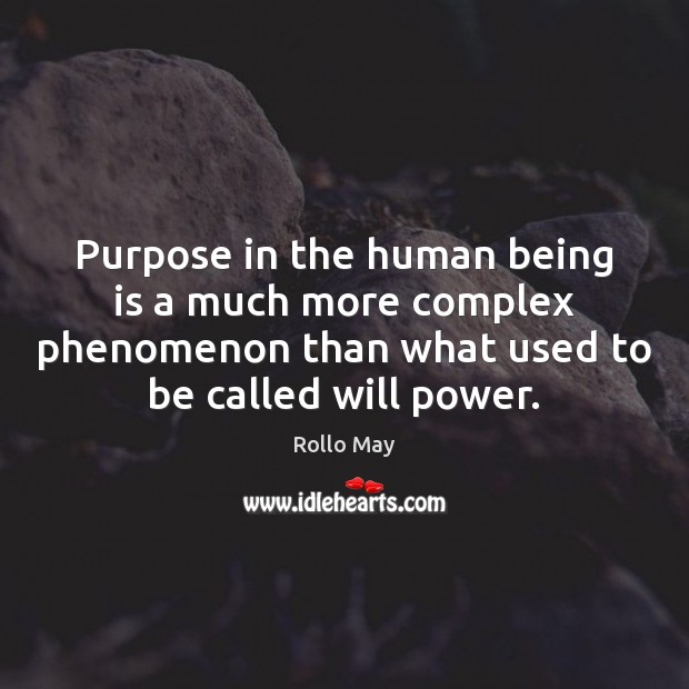 Purpose in the human being is a much more complex phenomenon than Rollo May Picture Quote