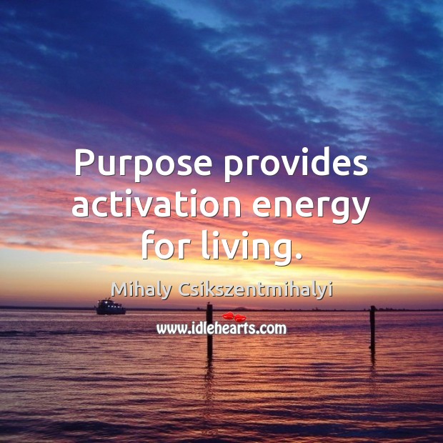 Purpose provides activation energy for living. Image