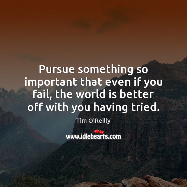 Pursue something so important that even if you fail, the world is Tim O’Reilly Picture Quote