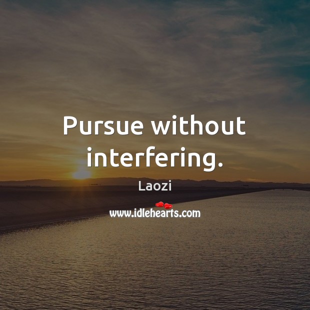 Pursue without interfering. Laozi Picture Quote