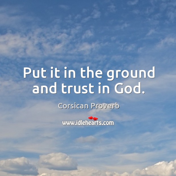 Put it in the ground and trust in God. Image