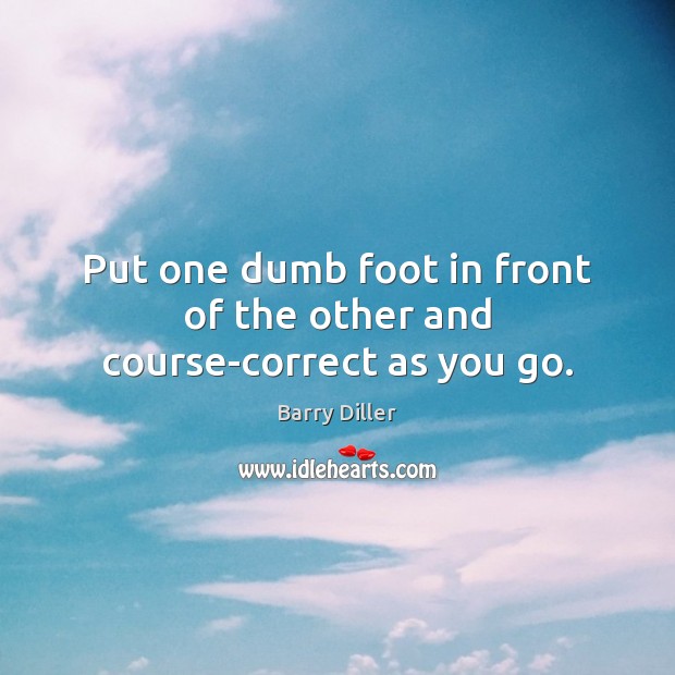 Put one dumb foot in front of the other and course-correct as you go. Barry Diller Picture Quote