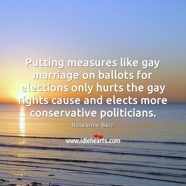 Putting measures like gay marriage on ballots for elections only hurts the Roseanne Barr Picture Quote