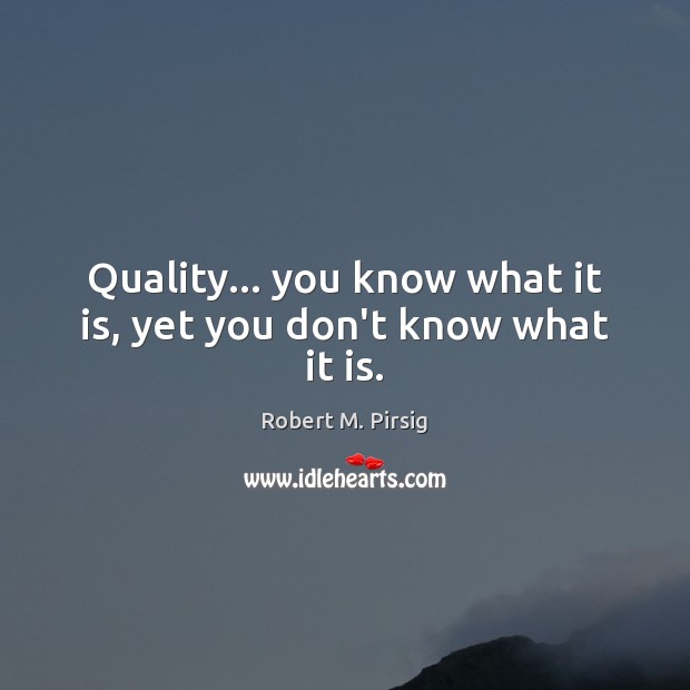Quality… you know what it is, yet you don’t know what it is. Image