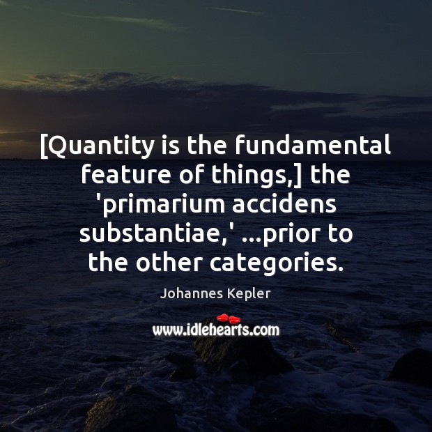 [Quantity is the fundamental feature of things,] the ‘primarium accidens substantiae,’ … Johannes Kepler Picture Quote