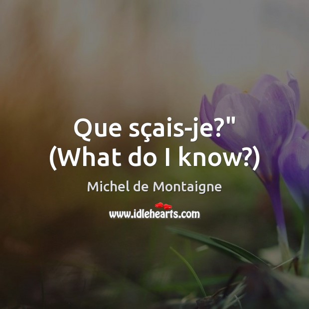 Que sçais-je?” (What do I know?) Michel de Montaigne Picture Quote