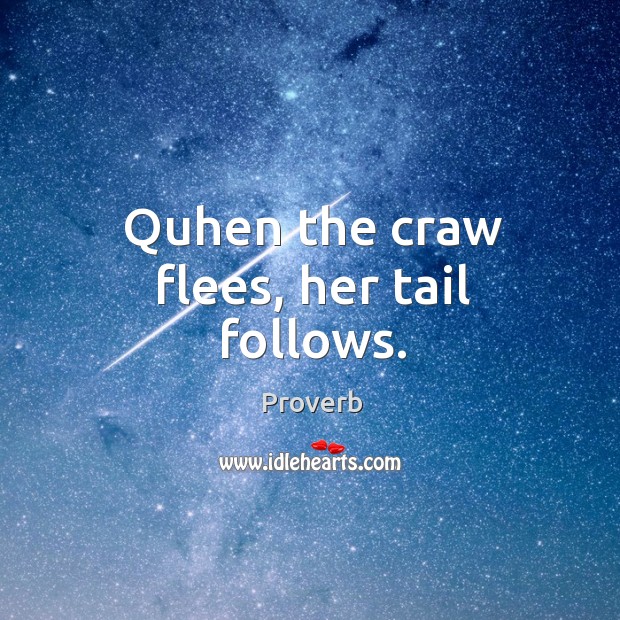 Quhen the craw flees, her tail follows. Image