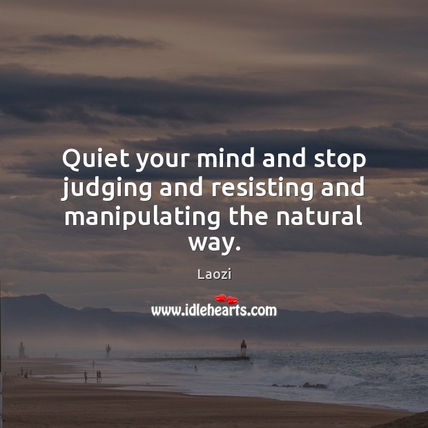 Quiet your mind and stop judging and resisting and manipulating the natural way. Laozi Picture Quote