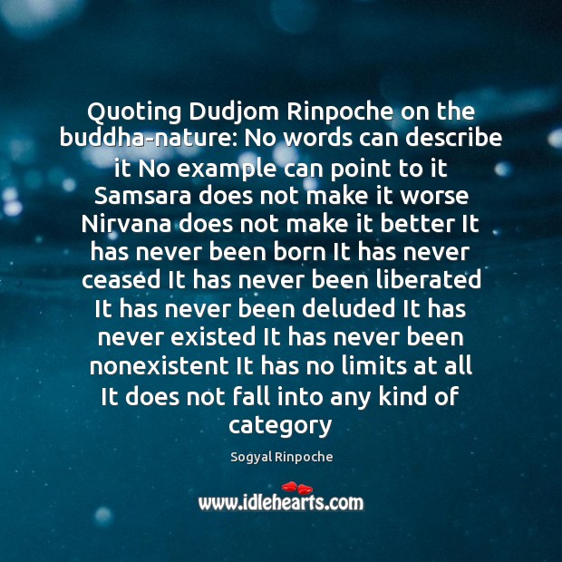 Quoting Dudjom Rinpoche on the buddha-nature: No words can describe it No Image