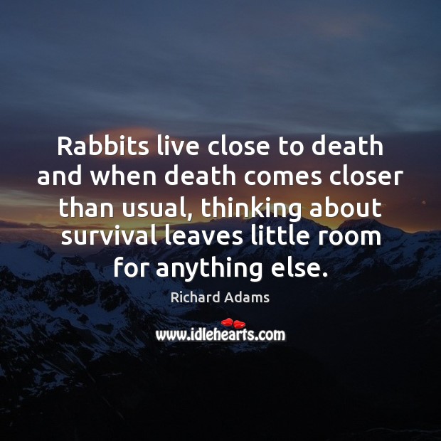 Rabbits live close to death and when death comes closer than usual, Richard Adams Picture Quote