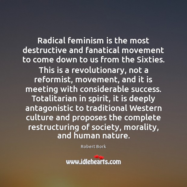 Radical feminism is the most destructive and fanatical movement to come down Image