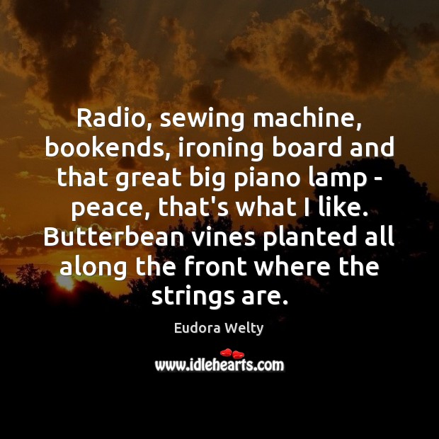 Radio, sewing machine, bookends, ironing board and that great big piano lamp Eudora Welty Picture Quote