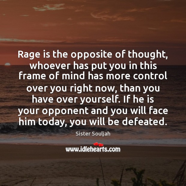 Rage is the opposite of thought, whoever has put you in this Sister Souljah Picture Quote