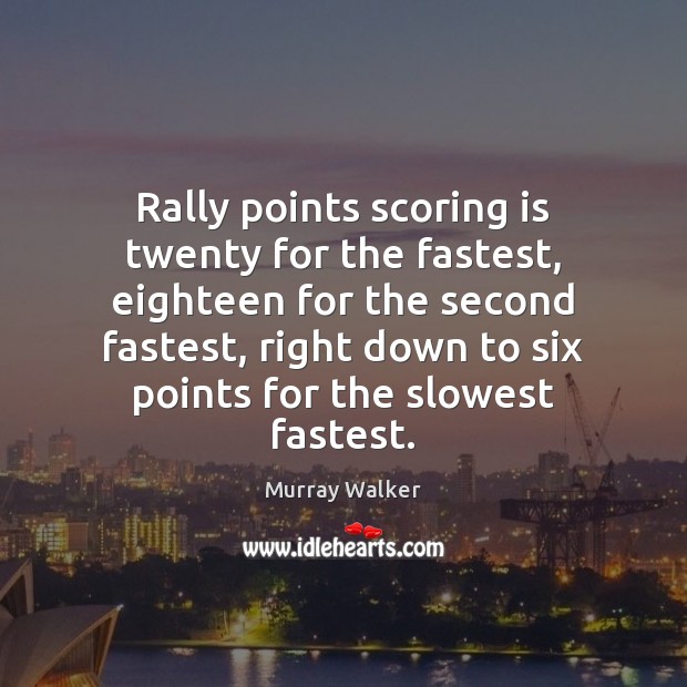 Rally points scoring is twenty for the fastest, eighteen for the second 