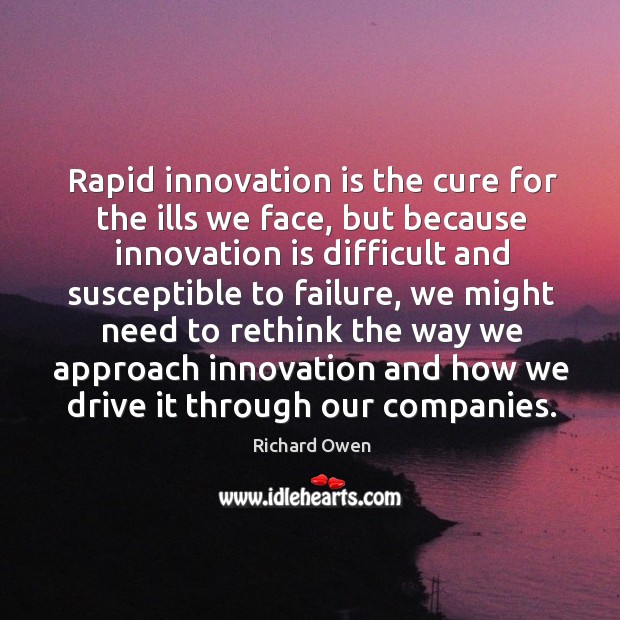 Rapid innovation is the cure for the ills we face, but because Richard Owen Picture Quote