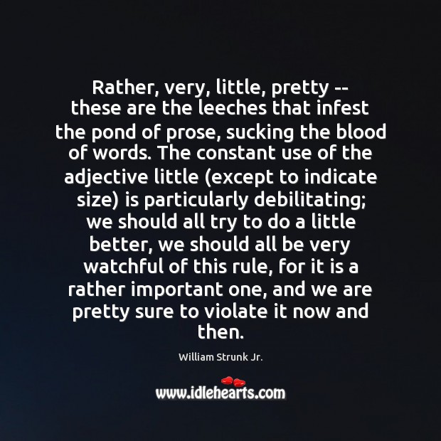 Rather, very, little, pretty — these are the leeches that infest the William Strunk Jr. Picture Quote