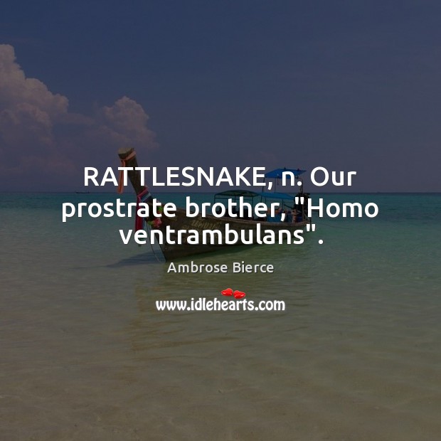 RATTLESNAKE, n. Our prostrate brother, “Homo ventrambulans”. Image