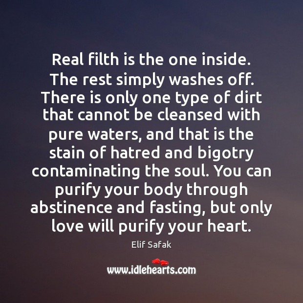 Real filth is the one inside. The rest simply washes off. There Elif Safak Picture Quote