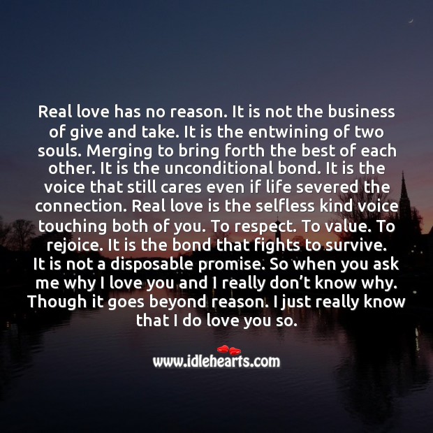 Real love is the entwining of two souls. Merging to bring forth the best of each other. Promise Quotes Image