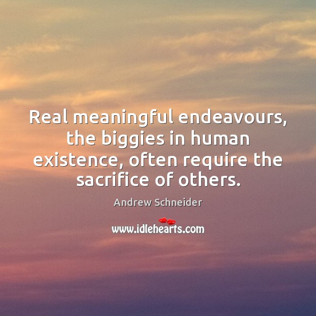 Real meaningful endeavours, the biggies in human existence, often require the sacrifice Image