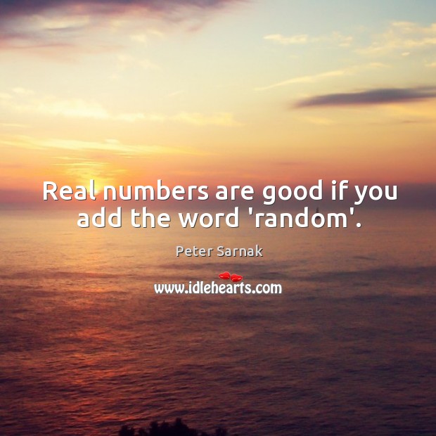 Real numbers are good if you add the word ‘random’. Peter Sarnak Picture Quote