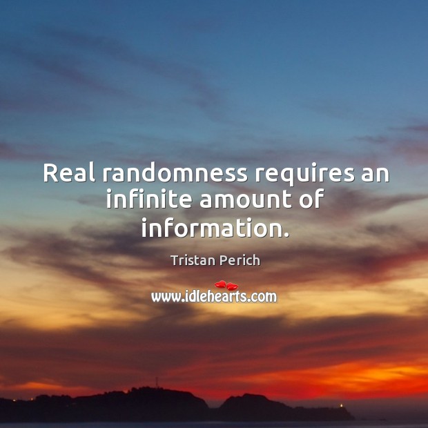 Real randomness requires an infinite amount of information. Tristan Perich Picture Quote
