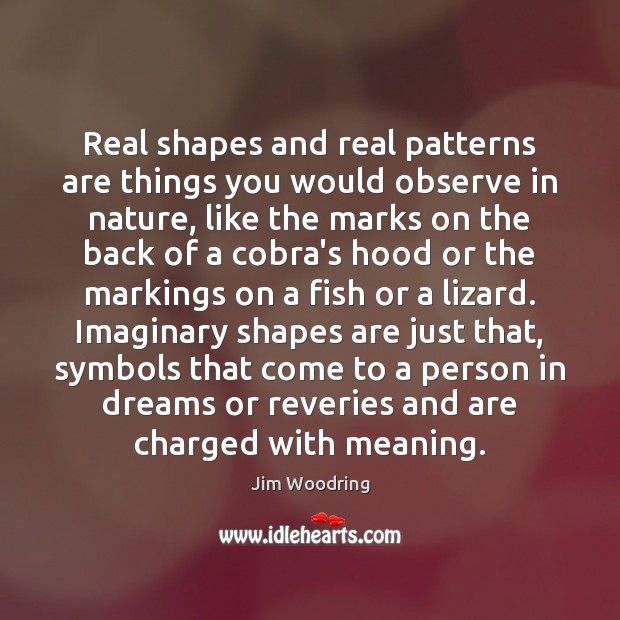 Real shapes and real patterns are things you would observe in nature, 