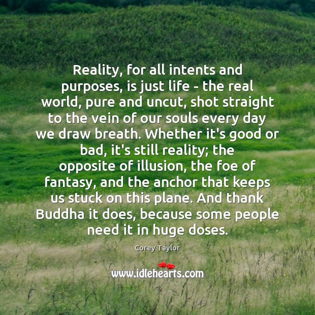 Reality, for all intents and purposes, is just life – the real Image