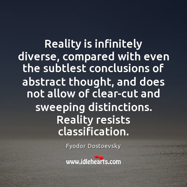Reality is infinitely diverse, compared with even the subtlest conclusions of abstract Fyodor Dostoevsky Picture Quote