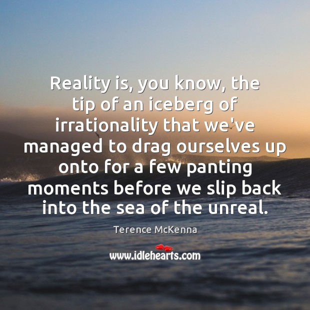 Reality is, you know, the tip of an iceberg of irrationality that Terence McKenna Picture Quote