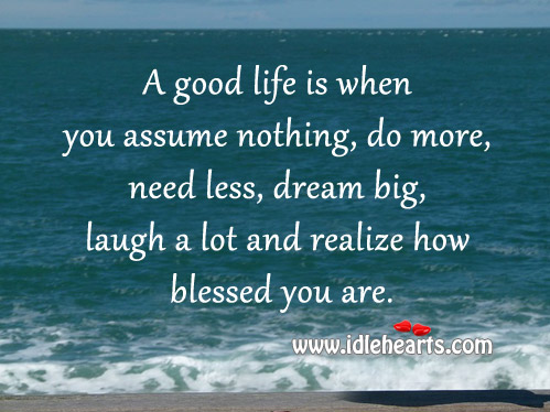 A good life is when you assume nothing and do more Image