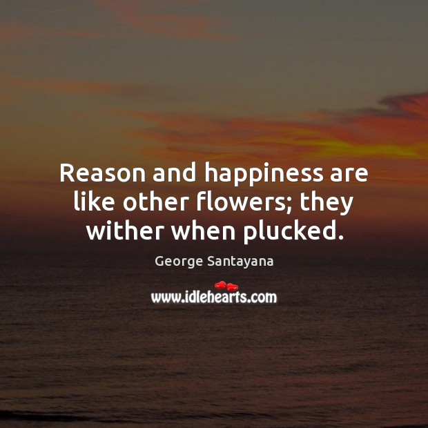 Reason and happiness are like other flowers; they wither when plucked. Image