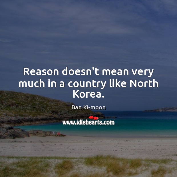 Reason doesn’t mean very much in a country like North Korea. Ban Ki-moon Picture Quote