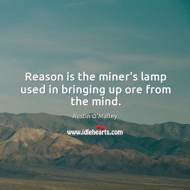 Reason is the miner’s lamp used in bringing up ore from the mind. Austin O’Malley Picture Quote