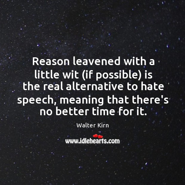 Reason leavened with a little wit (if possible) is the real alternative Image