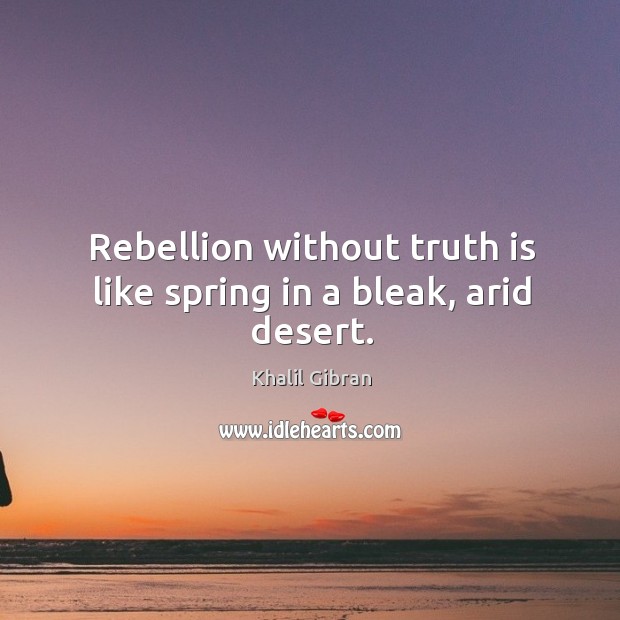 Rebellion without truth is like spring in a bleak, arid desert. Image